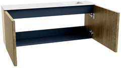 JOYA 100cm toiletmeubel kleur Dusk. Wastafel FAYE positie Rechts Zonder kraangat kleur Talc.