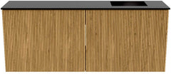 JOYA 100cm toiletmeubel kleur Oak. Wastafel FAYE positie Rechts Zonder kraangat kleur Urban.