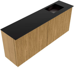 JOYA 100cm toiletmeubel kleur Oak. Wastafel FAYE positie Rechts Zonder kraangat kleur Urban.