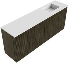 JOYA 100cm toiletmeubel kleur Shadow. Wastafel FAYE positie Rechts Zonder kraangat kleur Talc.