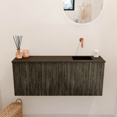 JOYA 100cm toiletmeubel kleur Shadow. Wastafel FAYE positie Rechts Zonder kraangat kleur Urban.