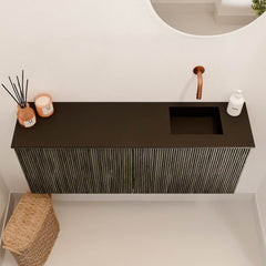 JOYA 100cm toiletmeubel kleur Shadow. Wastafel FAYE positie Rechts Zonder kraangat kleur Urban.