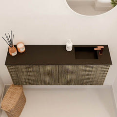 JOYA 100cm toiletmeubel kleur Dusk. Wastafel FAYE positie Rechts 1 kraangat kleur Urban.