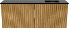 JOYA 100cm toiletmeubel kleur Oak. Wastafel FAYE positie Rechts 1 kraangat kleur Urban.