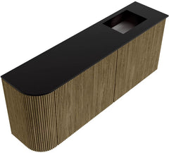 JOYA 101,6cm toiletmeubel ronding links kleur Dusk. Wastafel FAYE positie Rechts Zonder kraangat kleur Urban.