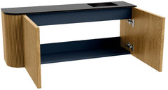 JOYA 101,6cm toiletmeubel ronding links kleur Oak. Wastafel FAYE positie Rechts Zonder kraangat kleur Urban.