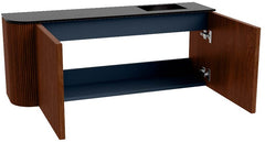 JOYA 101,6cm toiletmeubel ronding links kleur Ruby. Wastafel FAYE positie Rechts Zonder kraangat kleur Urban.