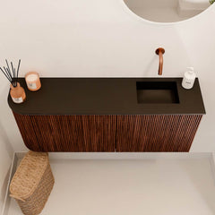 JOYA 101,6cm toiletmeubel ronding links kleur Ruby. Wastafel FAYE positie Rechts Zonder kraangat kleur Urban.