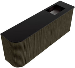 JOYA 101,6cm toiletmeubel ronding links kleur Shadow. Wastafel FAYE positie Rechts Zonder kraangat kleur Urban.