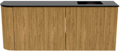 JOYA 101,6cm toiletmeubel ronding links kleur Oak. Wastafel FAYE positie Rechts 1 kraangat kleur Urban.