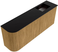 JOYA 101,6cm toiletmeubel ronding links kleur Oak. Wastafel FAYE positie Rechts 1 kraangat kleur Urban.