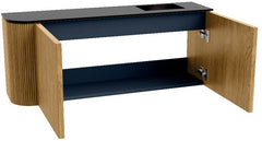 JOYA 101,6cm toiletmeubel ronding links kleur Oak. Wastafel FAYE positie Rechts 1 kraangat kleur Urban.