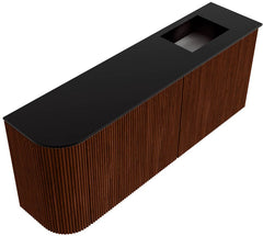 JOYA 101,6cm toiletmeubel ronding links kleur Ruby. Wastafel FAYE positie Rechts 1 kraangat kleur Urban.