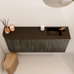 JOYA 101,6cm toiletmeubel ronding links kleur Shadow. Wastafel FAYE positie Rechts 1 kraangat kleur Urban.