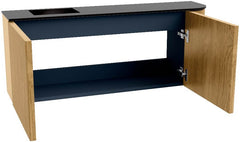 JOYA 101,6cm toiletmeubel ronding rechts kleur Oak. Wastafel FAYE positie Links Zonder kraangat kleur Urban.