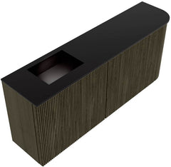 JOYA 101,6cm toiletmeubel ronding rechts kleur Shadow. Wastafel FAYE positie Links Zonder kraangat kleur Urban.