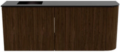 JOYA 101,6cm toiletmeubel ronding rechts kleur Walnut. Wastafel FAYE positie Links Zonder kraangat kleur Urban.