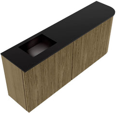 JOYA 101,6cm toiletmeubel ronding rechts kleur Dusk. Wastafel FAYE positie Links 1 kraangat kleur Urban.