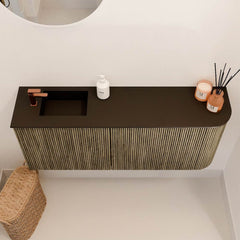 JOYA 101,6cm toiletmeubel ronding rechts kleur Dusk. Wastafel FAYE positie Links 1 kraangat kleur Urban.