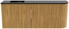 JOYA 101,6cm toiletmeubel ronding rechts kleur Oak. Wastafel FAYE positie Links 1 kraangat kleur Urban.