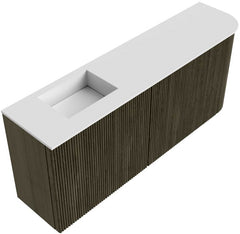 JOYA 101,6cm toiletmeubel ronding rechts kleur Shadow. Wastafel FAYE positie Links 1 kraangat kleur Talc.