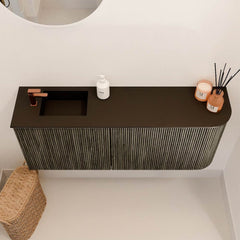 JOYA 101,6cm toiletmeubel ronding rechts kleur Shadow. Wastafel FAYE positie Links 1 kraangat kleur Urban.