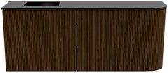 JOYA 101,6cm toiletmeubel ronding rechts kleur Walnut. Wastafel FAYE positie Links 1 kraangat kleur Urban.