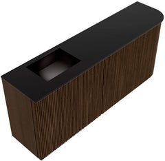 JOYA 101,6cm toiletmeubel ronding rechts kleur Walnut. Wastafel FAYE positie Links 1 kraangat kleur Urban.