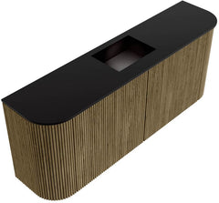 JOYA 103,2cm toiletmeubel ronding links + rechts kleur Dusk. Wastafel FAYE positie Midden Zonder kraangat kleur Urban.