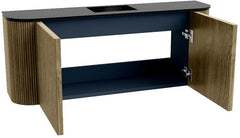 JOYA 103,2cm toiletmeubel ronding links + rechts kleur Dusk. Wastafel FAYE positie Midden Zonder kraangat kleur Urban.