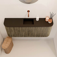 JOYA 103,2cm toiletmeubel ronding links + rechts kleur Dusk. Wastafel FAYE positie Midden Zonder kraangat kleur Urban.