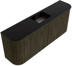 JOYA 103,2cm toiletmeubel ronding links + rechts kleur Shadow. Wastafel FAYE positie Midden Zonder kraangat kleur Urban.