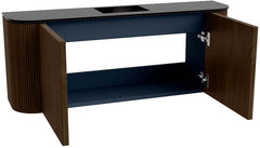 JOYA 103,2cm toiletmeubel ronding links + rechts kleur Walnut. Wastafel FAYE positie Midden Zonder kraangat kleur Urban.