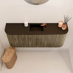 JOYA 103,2cm toiletmeubel ronding links + rechts kleur Dusk. Wastafel FAYE positie Midden 1 kraangat kleur Urban.