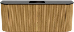 JOYA 103,2cm toiletmeubel ronding links + rechts kleur Oak. Wastafel FAYE positie Midden 1 kraangat kleur Urban.