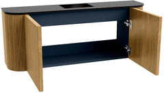 JOYA 103,2cm toiletmeubel ronding links + rechts kleur Oak. Wastafel FAYE positie Midden 1 kraangat kleur Urban.