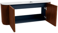 JOYA 103,2cm toiletmeubel ronding links + rechts kleur Ruby. Wastafel FAYE positie Midden 1 kraangat kleur Talc.