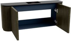 JOYA 103,2cm toiletmeubel ronding links + rechts kleur Shadow. Wastafel FAYE positie Midden 1 kraangat kleur Urban.