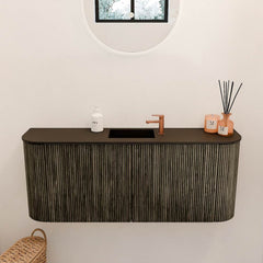 JOYA 103,2cm toiletmeubel ronding links + rechts kleur Shadow. Wastafel FAYE positie Midden 1 kraangat kleur Urban.