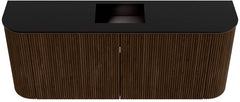 JOYA 103,2cm toiletmeubel ronding links + rechts kleur Walnut. Wastafel FAYE positie Midden 1 kraangat kleur Urban.
