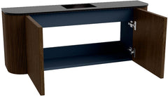 JOYA 103,2cm toiletmeubel ronding links + rechts kleur Walnut. Wastafel FAYE positie Midden 1 kraangat kleur Urban.