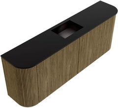 JOYA 113,2cm toiletmeubel ronding links + rechts kleur Dusk. Wastafel FAYE positie Midden Zonder kraangat kleur Urban.