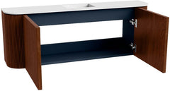 JOYA 113,2cm toiletmeubel ronding links + rechts kleur Ruby. Wastafel FAYE positie Midden Zonder kraangat kleur Talc.