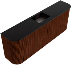 JOYA 113,2cm toiletmeubel ronding links + rechts kleur Ruby. Wastafel FAYE positie Midden Zonder kraangat kleur Urban.