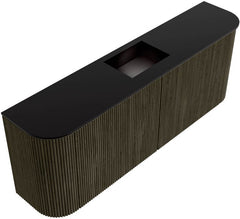 JOYA 113,2cm toiletmeubel ronding links + rechts kleur Shadow. Wastafel FAYE positie Midden Zonder kraangat kleur Urban.