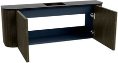 JOYA 113,2cm toiletmeubel ronding links + rechts kleur Shadow. Wastafel FAYE positie Midden Zonder kraangat kleur Urban.