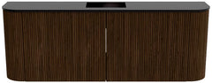 JOYA 113,2cm toiletmeubel ronding links + rechts kleur Walnut. Wastafel FAYE positie Midden Zonder kraangat kleur Urban.
