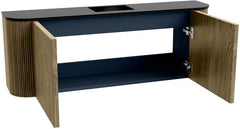 JOYA 113,2cm toiletmeubel ronding links + rechts kleur Dusk. Wastafel FAYE positie Midden 1 kraangat kleur Urban.