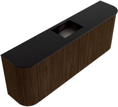 JOYA 113,2cm toiletmeubel ronding links + rechts kleur Walnut. Wastafel FAYE positie Midden 1 kraangat kleur Urban.