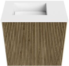 JOYA 40cm toiletmeubel kleur Dusk. Wastafel FAYE positie Links Zonder kraangat kleur Talc